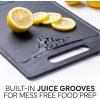 COOK WITH COLOR Non-Slip Cutting Board Set – Kitchen Essentials with Easy Grip Handle for Meat, Veggies, and Fruits, 3 Cutting Boards, Blue and White Marble(Black)