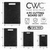 COOK WITH COLOR Non-Slip Cutting Board Set – Kitchen Essentials with Easy Grip Handle for Meat, Veggies, and Fruits, 3 Cutting Boards, Blue and White Marble(Black)