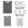 COOK WITH COLOR Non-Slip Cutting Board Set – Kitchen Essentials with Easy Grip Handle for Meat, Veggies, and Fruits, 3 Cutting Boards, Blue and White Marble(Gray)