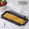 COOK WITH COLOR Over the Sink Strainer – Expandable Colander Basket – Fruit and Vegetable Washing Basket, Large Pasta Colander – Extendable Sink Colander for Kitchen Sink (Black)(Black)