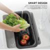 COOK WITH COLOR Over the Sink Strainer – Expandable Colander Basket – Fruit and Vegetable Washing Basket, Large Pasta Colander – Extendable Sink Colander for Kitchen Sink (Black)(Black)