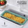 COOK WITH COLOR Over the Sink Strainer – Expandable Colander Basket Fruit and Vegetable Washing Basket, Large Pasta Extendable for Kitchen (Sage), YPOSS10 SAG(Sage)