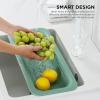 COOK WITH COLOR Over the Sink Strainer – Expandable Colander Basket Fruit and Vegetable Washing Basket, Large Pasta Extendable for Kitchen (Sage), YPOSS10 SAG(Sage)