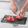 COOK WITH COLOR Paring Knife and Cutting Board Set- Chopping Board with Juice Groove and Sharp Stainless Steel Knife with Soft Grip Handle for Cutting, Chopping and Slicing (Black and White)