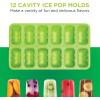 COOK WITH COLOR Popsicle Mold – 12 Section Reusable Ice Pop Molds for Frozen Yogurt, Ices, Ice Creams and Homemade Popsicles for Toddlers, Kids and Adults (Green)
