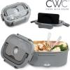 COOK WITH COLOR Portable Electric Lunch Box – 2-in-1 Heated Food Heater for Car, Truck, Home, Work – Hot Meals On-The-Go!, Black(Gray)
