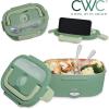 COOK WITH COLOR Portable Electric Lunch Box – 2-in-1 Heated Food Heater for Car, Truck, Home, Work – Hot Meals On-The-Go!, Black(Green)