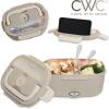 COOK WITH COLOR Portable Electric Lunch Box – 2-in-1 Heated Food Heater for Car, Truck, Home, Work – Hot Meals On-The-Go!, Black(Sand)
