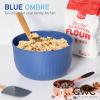 COOK WITH COLOR Prep Bowls with Lids- Wide and Deep Nesting Plastic Small Mixing Bowl Set with Lids, 8 Piece Set – Wide Bowls, Gray(Blue)