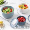 COOK WITH COLOR Prep Bowls with Lids- Wide and Deep Nesting Plastic Small Mixing Bowl Set with Lids, 8 Piece Set – Wide Bowls, Gray(Blue/Grey)