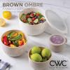 COOK WITH COLOR Prep Bowls with Lids- Wide and Deep Nesting Plastic Small Mixing Bowl Set with Lids, 8 Piece Set – Wide Bowls, Gray(Brown)
