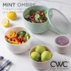COOK WITH COLOR Prep Bowls with Lids- Wide and Deep Nesting Plastic Small Mixing Bowl Set with Lids, 8 Piece Set – Wide Bowls, Gray(Mint)