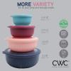 COOK WITH COLOR Prep Bowls with Lids- Wide and Deep Nesting Plastic Small Mixing Bowl Set with Lids, 8 Piece Set – Wide Bowls, Gray(Navy)