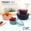 COOK WITH COLOR Prep Bowls with Lids- Wide and Deep Nesting Plastic Small Mixing Bowl Set with Lids, 8 Piece Set – Wide Bowls, Gray(Navy)