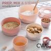 COOK WITH COLOR Prep Bowls with Lids- Wide and Deep Nesting Plastic Small Mixing Bowl Set with Lids, 8 Piece Set – Wide Bowls, Gray(Pink)