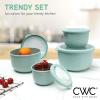 COOK WITH COLOR Prep Bowls with Lids- Wide and Deep Nesting Plastic Small Mixing Bowl Set with Lids, 8 Piece Set – Wide Bowls, Gray(Speckled Mint)