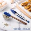 COOK WITH COLOR Set of Kitchen Utensil Set – Silicone Kitchen Tools with Wooden Handles, Mini, Blue Collection