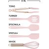 COOK WITH COLOR Silicone Cooking Utensils, Kitchen Utensil Set, Easy to Clean Silicone Kitchen Utensils, Cooking Utensils for Nonstick Cookware, Kitchen Gadgets Set, Mini, Black(Pink)