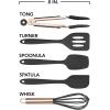 COOK WITH COLOR Silicone Cooking Utensils, Kitchen Utensil Set, Easy to Clean Silicone Kitchen Utensils, Cooking Utensils for Nonstick Cookware, Kitchen Gadgets Set, Mini, Black(Black)