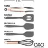 COOK WITH COLOR Silicone Cooking Utensils, Kitchen Utensil Set, Easy to Clean Silicone Kitchen Utensils, Cooking Utensils for Nonstick Cookware, Kitchen Gadgets Set, Mini, Black(Gray)