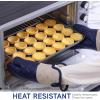 COOK WITH COLOR Silicone Oven Mitts- Heat Resistant Gloves with Soft Quilted Lining Oven Mitt Pot Holders for Cooking and BBQ, Black, Mitt Set(Navy)