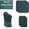 COOK WITH COLOR Silicone Oven Mitts- Heat Resistant Gloves with Soft Quilted Lining Oven Mitt Pot Holders for Cooking and BBQ, Black, Mitt Set(Teal)