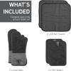 COOK WITH COLOR Silicone Oven Mitts- Heat Resistant Gloves with Soft Quilted Lining Oven Mitt Pot Holders for Cooking and BBQ, Gray, Mitt Set(Gray)