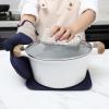 COOK WITH COLOR Silicone Oven Mitts- Heat Resistant Gloves with Soft Quilted Lining Oven Mitt Pot Holders for Cooking and BBQ, Gray, Mitt Set(Navy)