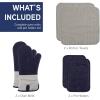 COOK WITH COLOR Silicone Oven Mitts- Heat Resistant Gloves with Soft Quilted Lining Oven Mitt Pot Holders for Cooking and BBQ, Gray, Mitt Set(Navy)