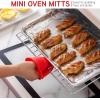 COOK WITH COLOR Silicone Oven Mitts- Heat Resistant Gloves with Soft Quilted Lining Oven Mitt Pot Holders for Cooking and BBQ, Gray, Mitt Set(Red)
