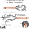 COOK WITH COLOR Silicone Whisks for Cooking, Stainless Steel Wire Whisk Set of Two – 10” and 12”, Heat Resistant Kitchen Whisks, Balloon Whisk for Nonstick Cookware – Copper and Charcoal Grey