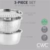 COOK WITH COLOR Stainless Steel Mixing Bowls Set – Nesting Bowls with Non-Slip Bottom and Easy-Grip Handles, Silver, 3 Pieces