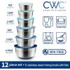 COOK WITH COLOR Stainless Steel Mixing Bowls Set with Lids – Nesting Bowls with Non-Slip Bottom, Black, 12 Pieces(Blue)