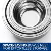 COOK WITH COLOR Stainless Steel Mixing Bowls Set with Lids – Nesting Bowls with Non-Slip Bottom, Black, 12 Pieces(Blue)
