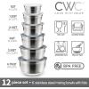 COOK WITH COLOR Stainless Steel Mixing Bowls Set with Lids – Nesting Bowls with Non-Slip Bottom, Black, 12 Pieces(Gray)
