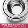 COOK WITH COLOR Stainless Steel Mixing Bowls Set with Lids – Nesting Bowls with Non-Slip Bottom, Black, 12 Pieces(Rose)