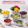 COOK WITH COLOR Stainless Steel Mixing Bowls Set with Lids – Nesting Bowls with Non-Slip Bottom, Black, 12 Pieces(Rose)