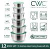 COOK WITH COLOR Stainless Steel Mixing Bowls Set with Lids – Nesting Bowls with Non-Slip Bottom, Black, 12 Pieces(Sage)