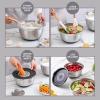 COOK WITH COLOR Stainless Steel Mixing Bowls Set with Lids – Nesting Bowls with Non-Slip Bottom, Black, 12 Pieces(Silver)