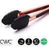 COOK WITH COLOR Stainless Steel Silicone Tipped Kitchen & BBQ Tongs Set, 3 Pc Utensils, Grey(Black)