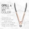 COOK WITH COLOR Stainless Steel Silicone Tipped Kitchen & BBQ Tongs Set, 3 Pc Utensils, Grey(Charcoal)