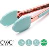 COOK WITH COLOR Stainless Steel Silicone Tipped Kitchen & BBQ Tongs Set, 3 Pc Utensils, Grey(Mint)