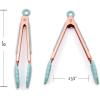 COOK WITH COLOR Stainless Steel Silicone Tipped Kitchen & BBQ Tongs Set, 3 Pc Utensils, Grey(Mint)