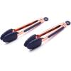 COOK WITH COLOR Stainless Steel Silicone Tipped Kitchen & BBQ Tongs Set, 3 Pc Utensils, Grey(Navy)