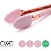 COOK WITH COLOR Stainless Steel Silicone Tipped Kitchen & BBQ Tongs Set, 3 Pc Utensils, Grey(Pink)