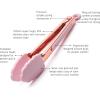 COOK WITH COLOR Stainless Steel Silicone Tipped Kitchen & BBQ Tongs Set, 3 Pc Utensils, Grey(Pink)