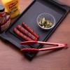 COOK WITH COLOR Stainless Steel Silicone Tipped Kitchen & BBQ Tongs Set, 3 Pc Utensils, Grey(Red)