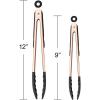 COOK WITH COLOR Stainless Steel Silicone Tipped Kitchen & BBQ Tongs Set, 3 Pc Utensils, Grey(Rose Gold and Black)