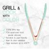 COOK WITH COLOR Stainless Steel Silicone Tipped Kitchen & BBQ Tongs Set, 3 Pc Utensils, Grey(Rose Gold and Mint)