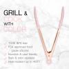 COOK WITH COLOR Stainless Steel Silicone Tipped Kitchen & BBQ Tongs Set, 3 Pc Utensils, Grey(Rose Gold and Pink)